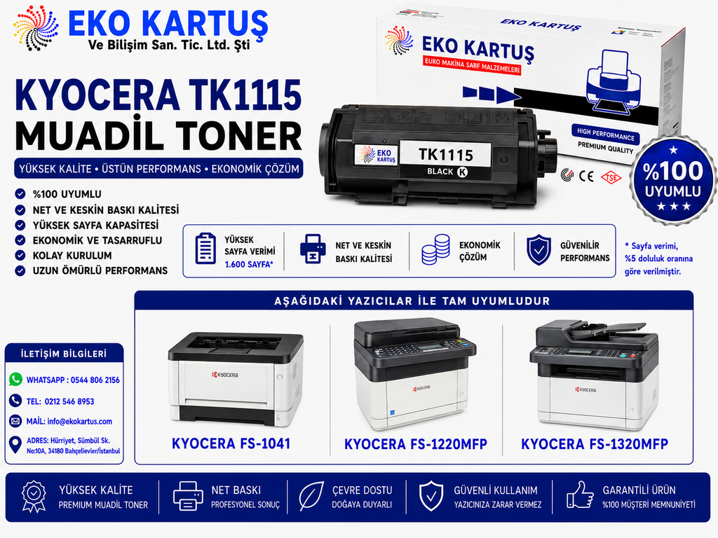 Kyocera  TK-1115 Muadil Toner  FS-1320, FS-1041