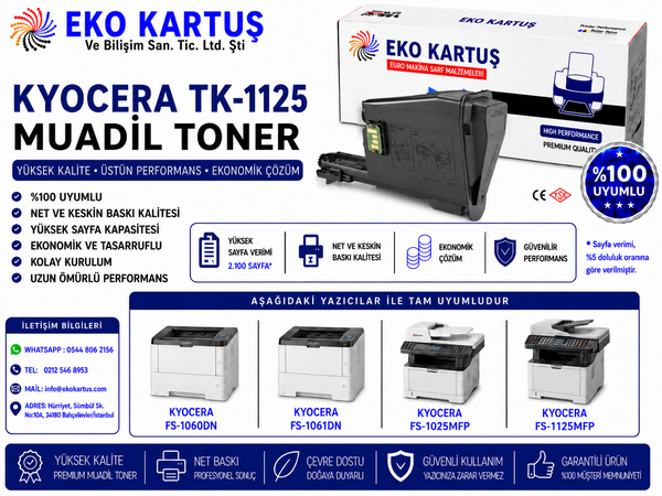 Kyocera Mita FS 1325mfp / TK1125 Muadil Toner (2.100 Sayfa)