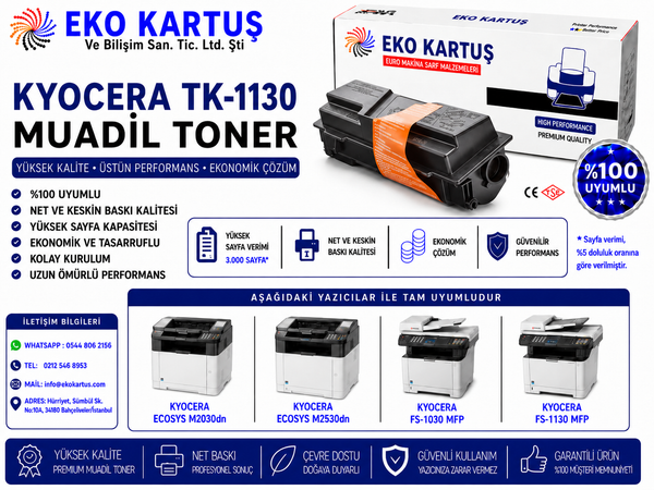 KYOCERA TK-1130 Siyah Muadil Toner (3K)