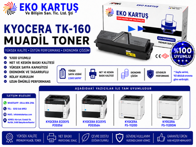 KYOCERA TK 160 UYUMLU İthal Sıfır Toner (6000 Sayfa)