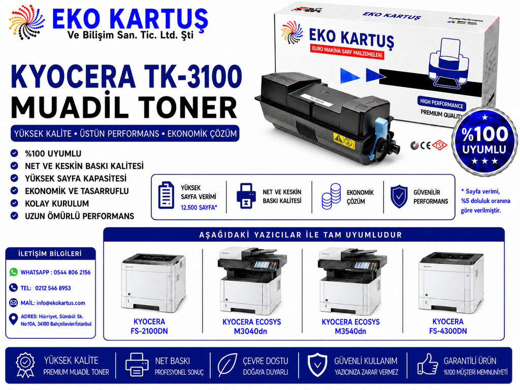 Kyocera ECOSYS FS-4100DN ( TK-3100 )  Muadil Toner