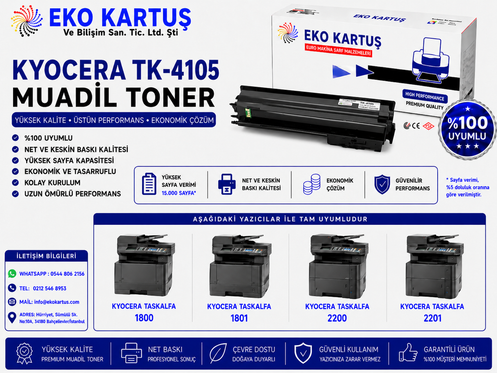 Kyocera km-1650f TK-4105 MUADİL TONER