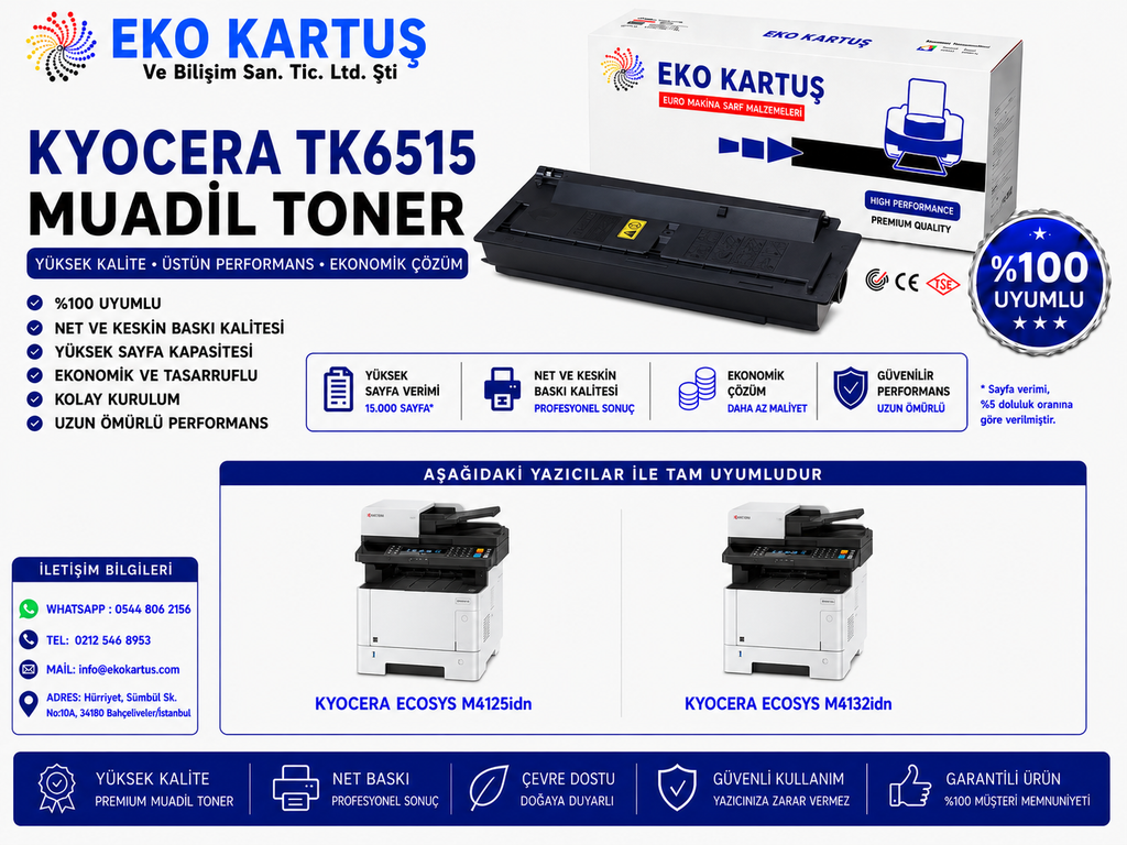 Kyocera Ecosys M4125idn Muadil Toner TK6115