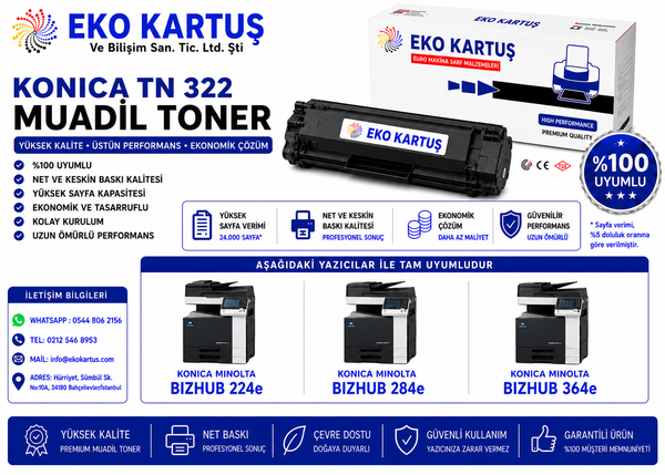 Konica Develop İneo 364e MUADİL TONER TN322/TN-322
