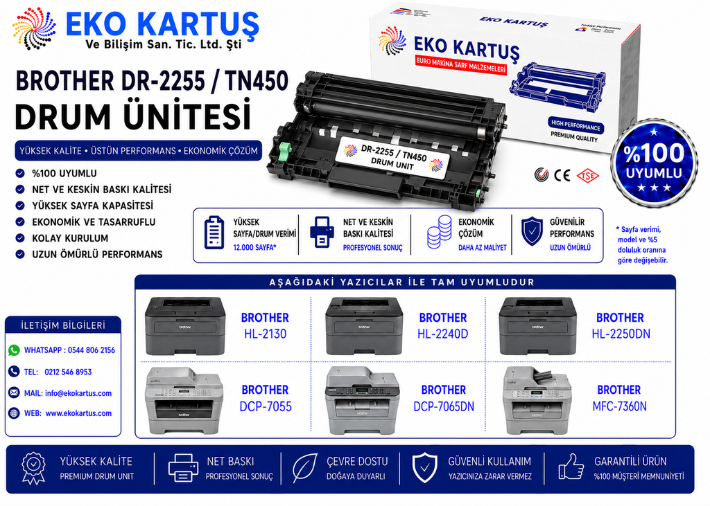 Brother DCP-7055w MUADİL Drum Ünitesi TN450