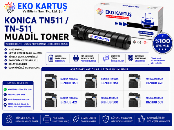 Konica Minolta Bizhub 500 MUADİL TONER TN511/TN-511