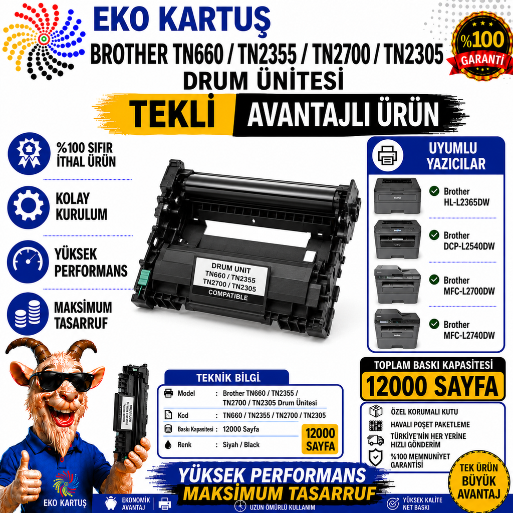 BROTHER TN660 Muadil Drum Ünitesi
