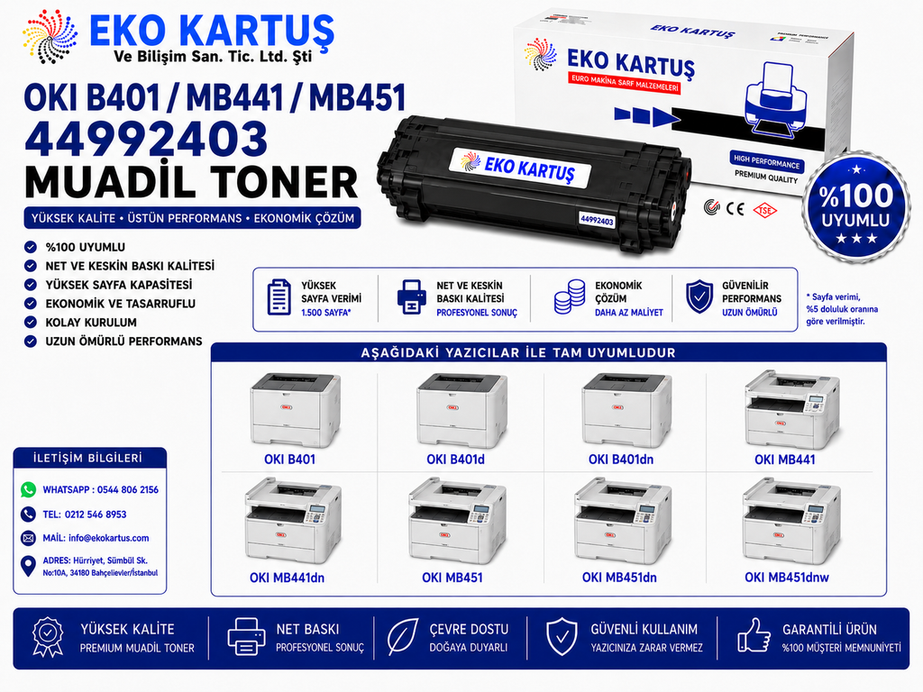 Oki B401d muadil Toner