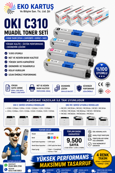 Oki C511dn 4 RENK SET MUADİL TONER
