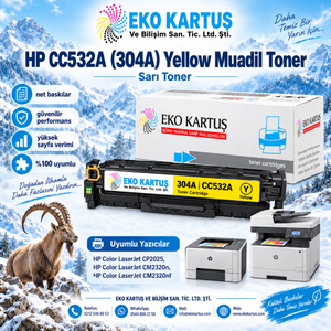 HP CC532A SARI MUADİL TONER  304A/305A/ CE412A /CF382A CRG718YL (2800 Sayfa)