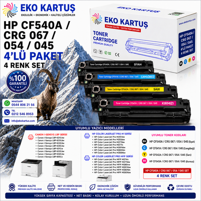 Hp Color LaserJet Pro MFP M281fw Uyumlu Sıfır İthal Toneri CF540A  CRG054  crg 067 crg 045 seti