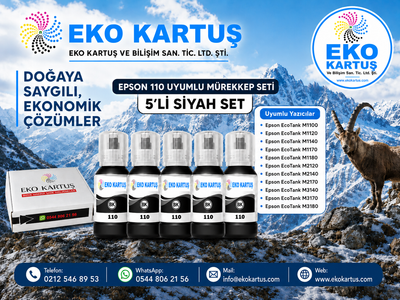 Epson 110 Muadil  Yüksek Kapasiteli Siyah MÜREKKEP AVANTAJLI 5’Lİ PAKET