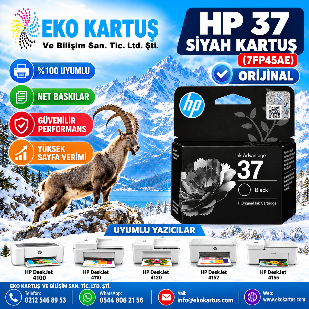 HP 37 SİYAH KARTUŞU(7FP45AE)