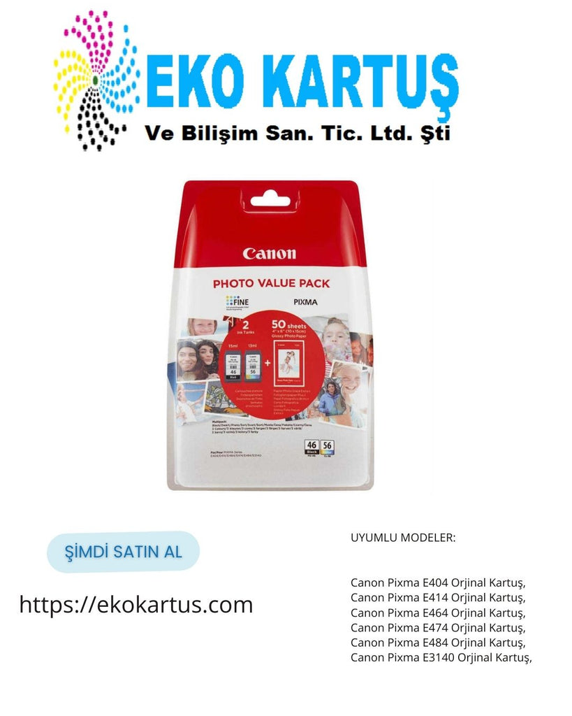 Canon PG-46    CL-56   9059B006 Fotoğraf Kağıtlı Orijinal Kartuş Seti