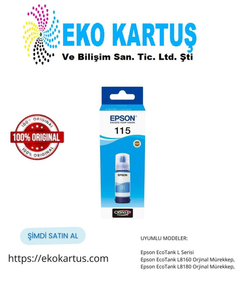 Epson EcoTank Pro 115 CYAN Orijinal Mürekkep C13T07D24A