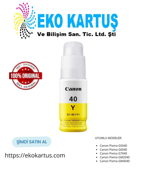 Canon GI-40 SARI Orijinal Mürekkep 3402C001