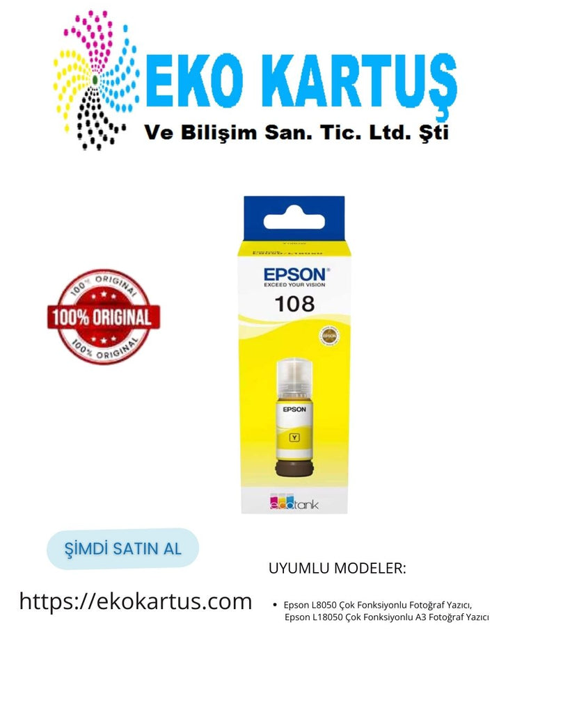 Epson EcoTank 108  YELLOW Orijinal Mürekkep C13T09C44A