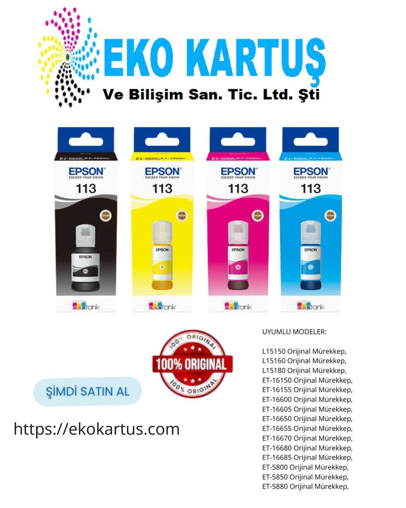 Epson EcoTank 113 CMYK SET 4 RENK Orijinal Mürekkep C13T06B440