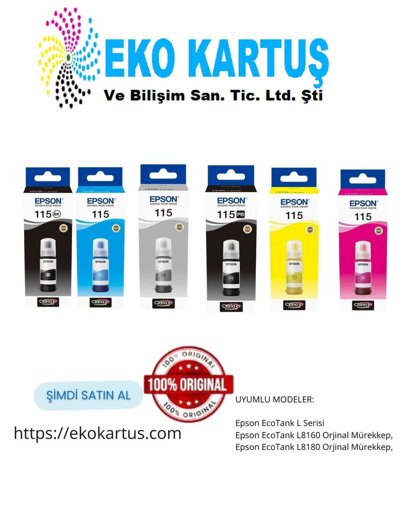 Epson EcoTank Pro 115 SET 6 RENK Orijinal Mürekkep  L8160,  L8180