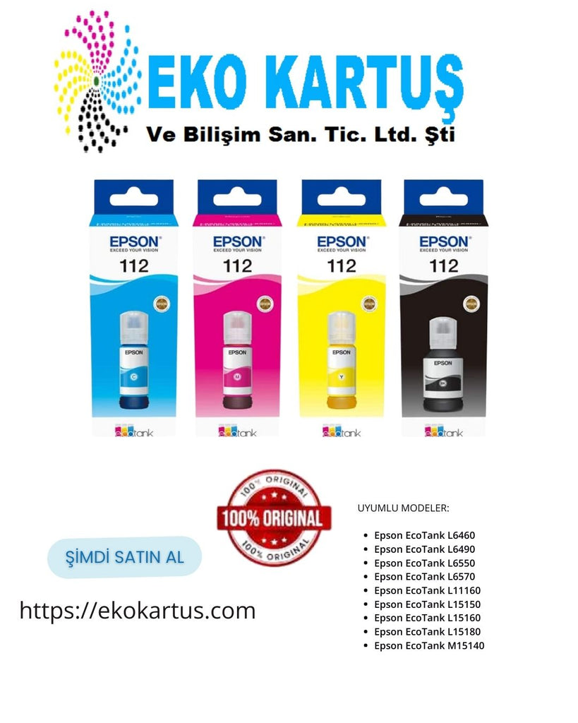 EPSON 4 RENK 112 MÜREKKEP L6550 L6490 L6460 L15160 L15150 L11160