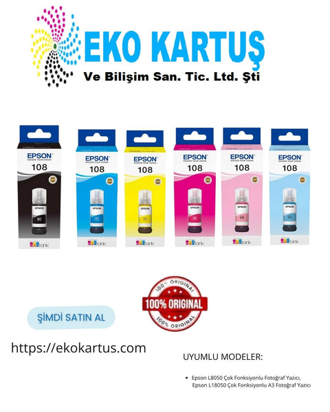 Epson 108   SET 6 RENK  Orijinal Mürekkep