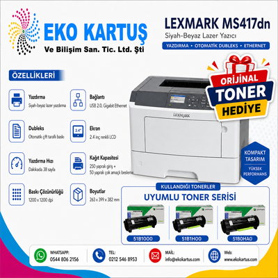 Lexmark MS417dn DUBLEKS Yazıcı