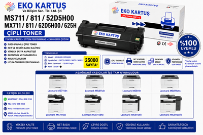 LEXMARK MUADİL TONER MS711/811/52D5H00/MX711/811/62D5H00/625H/25K UNIVERSAL