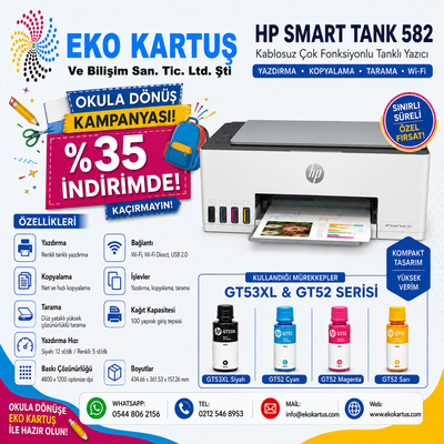 HP Smart Tank 582 (4A8D6A)  TANKLI YAZICI