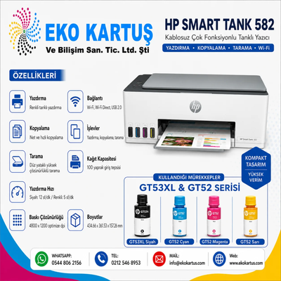 HP Smart Tank 582 (4A8D6A)  TANKLI YAZICI