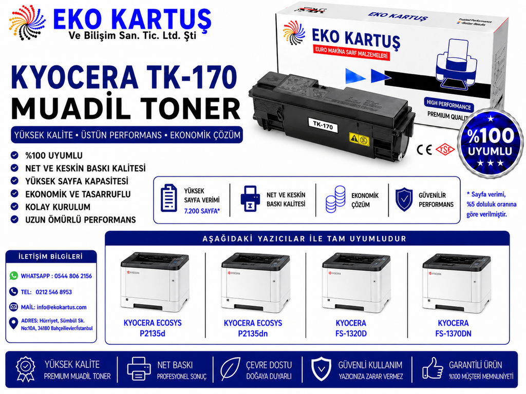 Kyocera FS-1370DN TK-170 Uyumlu Toner