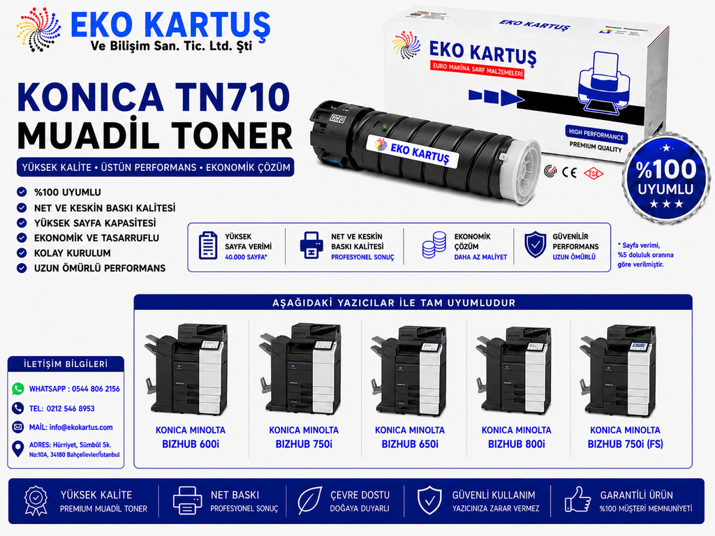 Konica Minolta Bizhub 750 UYUMLU TONER TN710/TN-710